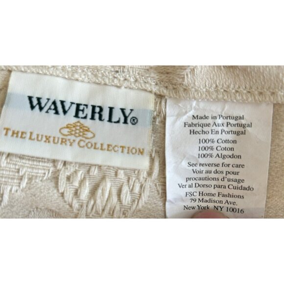 Vtg Waverly Luxury Col. Cream on Cream Embroidered Cotton Tapestry Euro Sham 30" - Picture 4 of 9